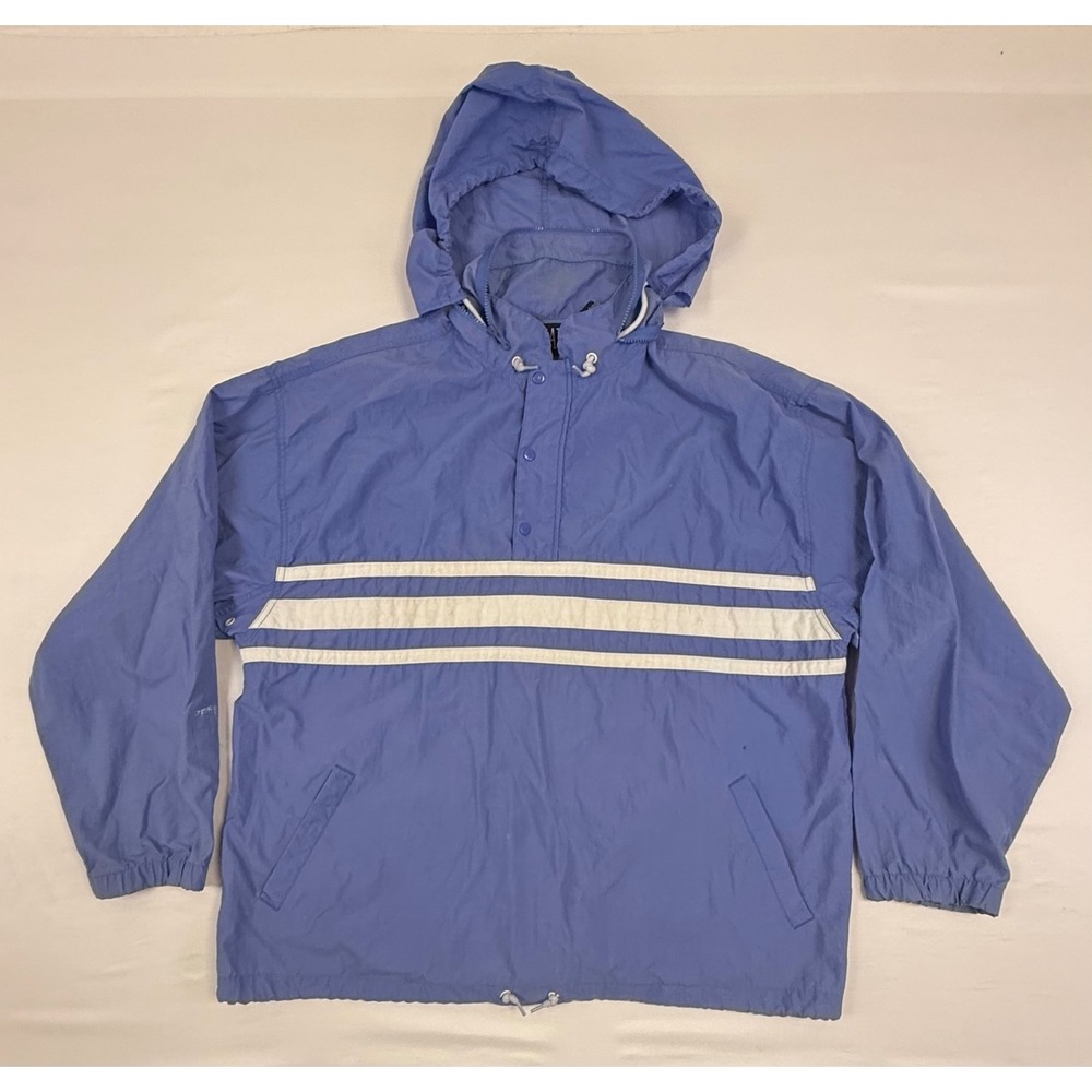 Vintage Gap Mens Blue Nylon‎ Windbreaker Anorak Jacket XL Packable Hood 90s